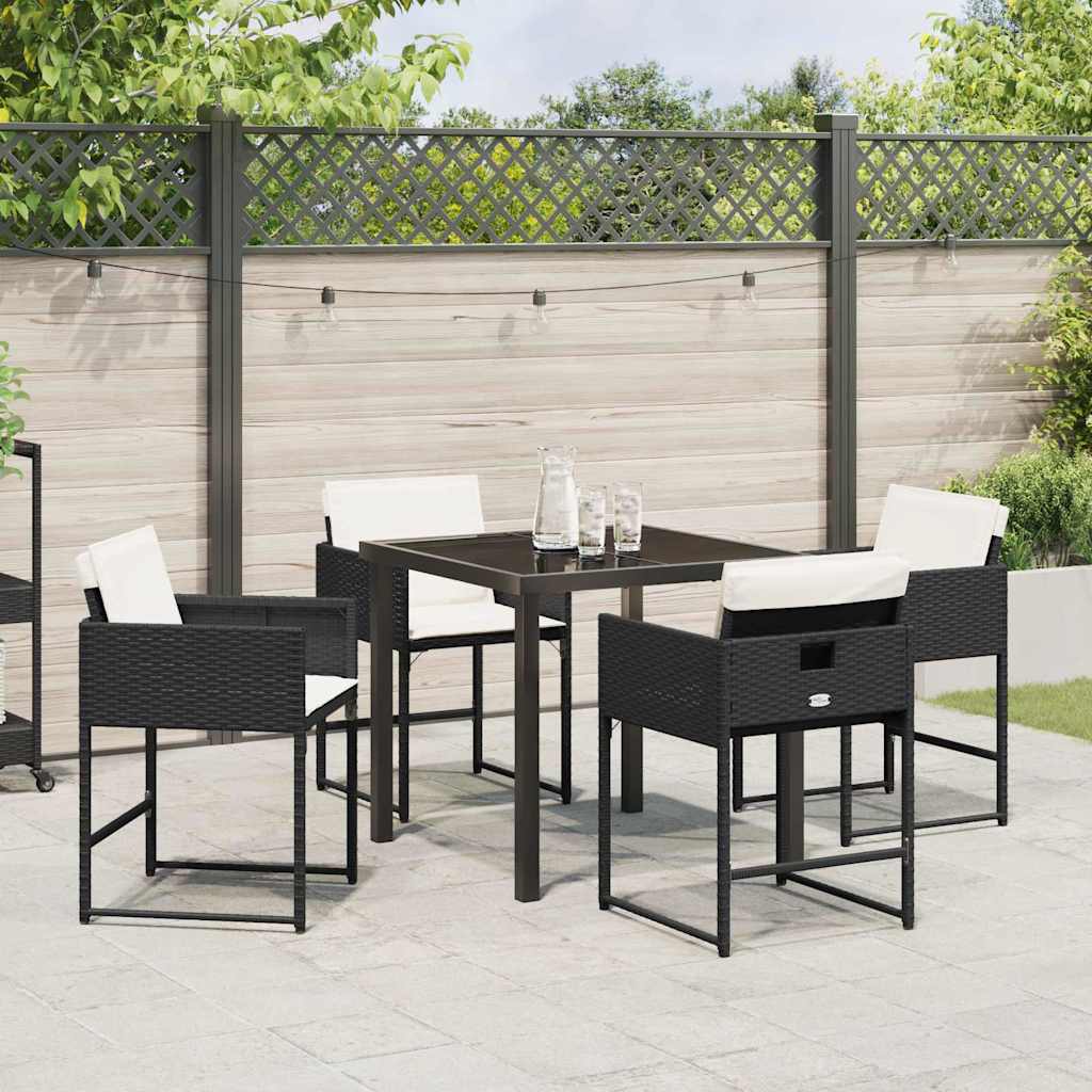 vidaXL Garten Essgruppe mit Kissen 5 pcs Schwarz Poly-Rattan