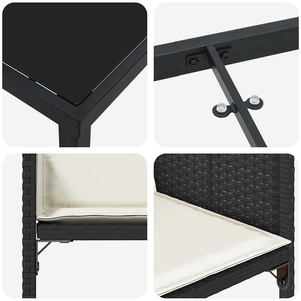 vidaXL Garten Essgruppe mit Kissen 5 pcs Schwarz Poly-Rattan