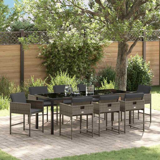 vidaXL Garten Essgruppe mit Kissen 5 pcs Schwarz Poly-Rattan