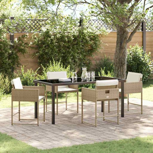 vidaXL Garten Essgruppe mit Kissen 5 pcs Schwarz Poly-Rattan