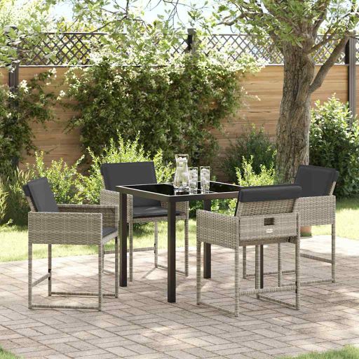 vidaXL Garten Essgruppe mit Kissen 5 pcs Schwarz Poly-Rattan