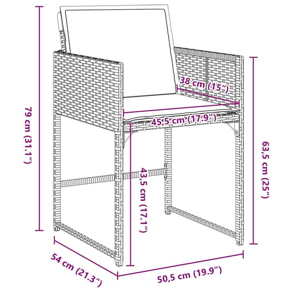 vidaXL Garten Essgruppe mit Kissen 5 pcs Grau Poly Rattan