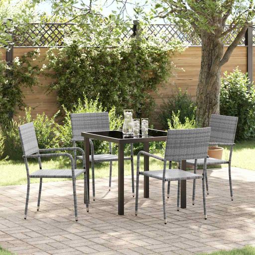 vidaXL Garten Essgruppe mit Kissen 3 pcs Schwarz Poly-Rattan
