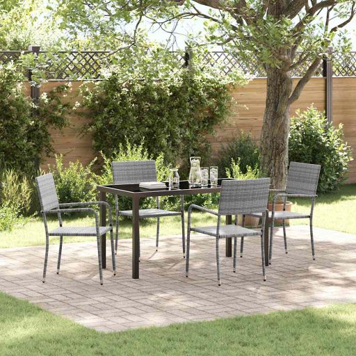 vidaXL Garten Essgruppe mit Kissen 3 pcs Schwarz Poly-Rattan