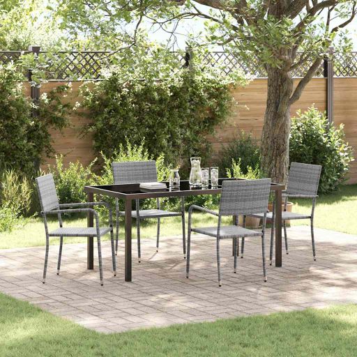 vidaXL Garten Essgruppe mit Kissen 3 pcs Schwarz Poly-Rattan