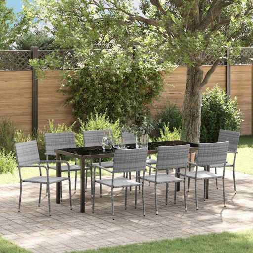 vidaXL Garten Essgruppe mit Kissen 3 pcs Schwarz Poly-Rattan