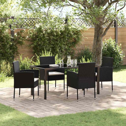 vidaXL Garten Essgruppe mit Kissen 3 pcs Schwarz Poly-Rattan