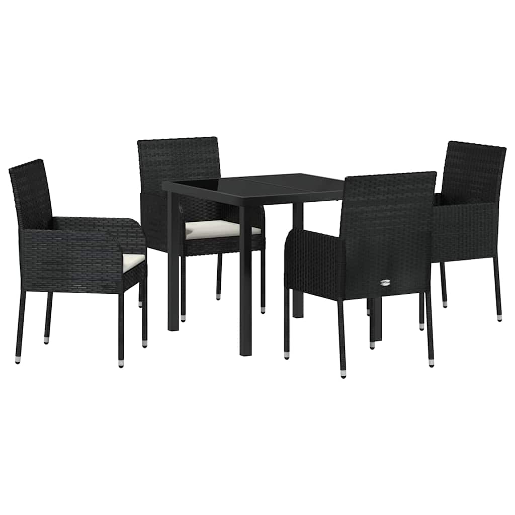 vidaXL Garten Essgruppe mit Kissen 5 pcs Schwarz Poly-Rattan