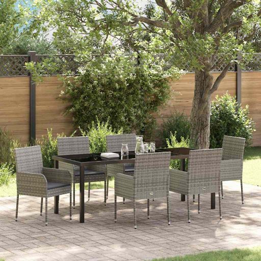 vidaXL Garten Essgruppe mit Kissen 5 pcs Schwarz Poly-Rattan