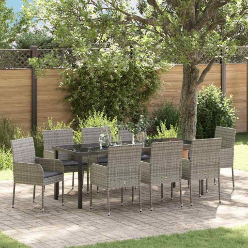 vidaXL Garten Essgruppe mit Kissen 5 pcs Schwarz Poly-Rattan