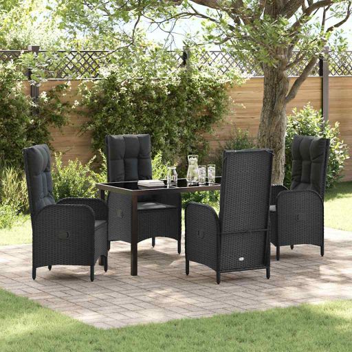 vidaXL Garten Essgruppe mit Kissen 3 pcs Schwarz Poly-Rattan