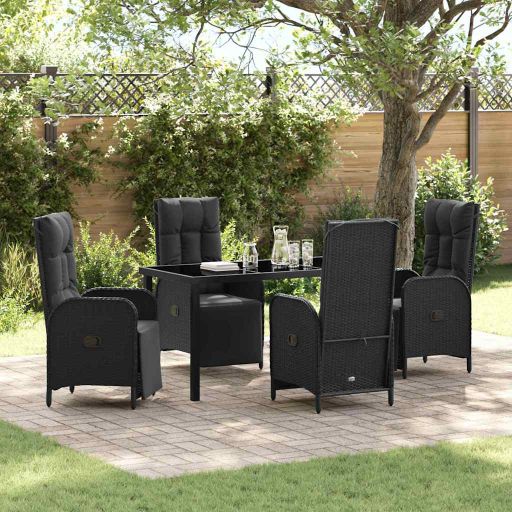 vidaXL Garten Essgruppe mit Kissen 3 pcs Schwarz Poly-Rattan