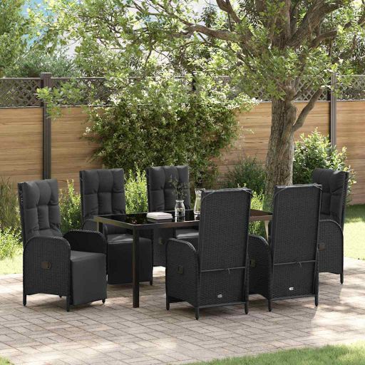 vidaXL Garten Essgruppe mit Kissen 3 pcs Schwarz Poly-Rattan