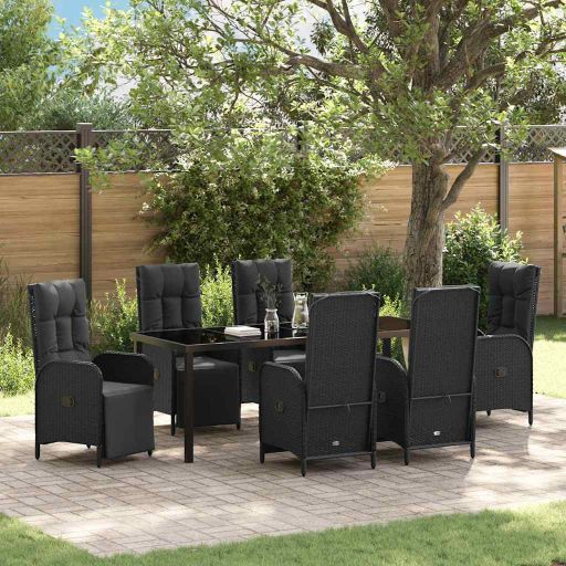 vidaXL Garten Essgruppe mit Kissen 3 pcs Schwarz Poly-Rattan