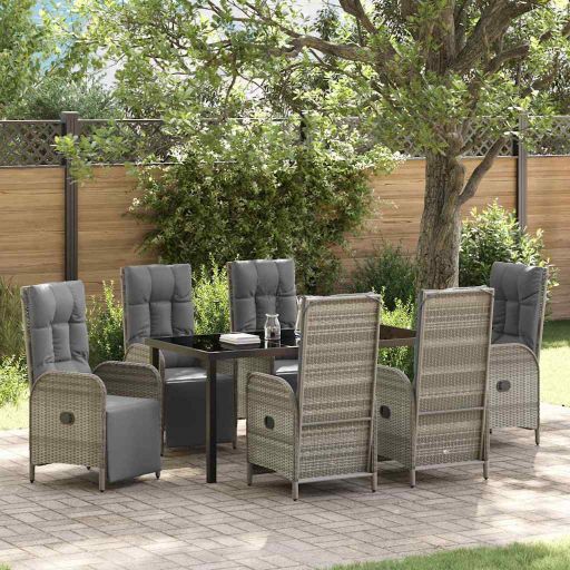 vidaXL Garten Essgruppe mit Kissen 3 pcs Grau Poly-Rattan