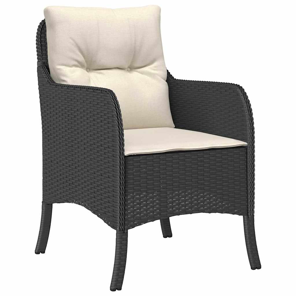 vidaXL Garten Essgruppe mit Kissen 3 pcs Schwarz Poly Rattan