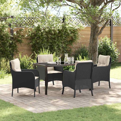 vidaXL Garten Essgruppe mit Kissen 3 pcs Schwarz Poly Rattan