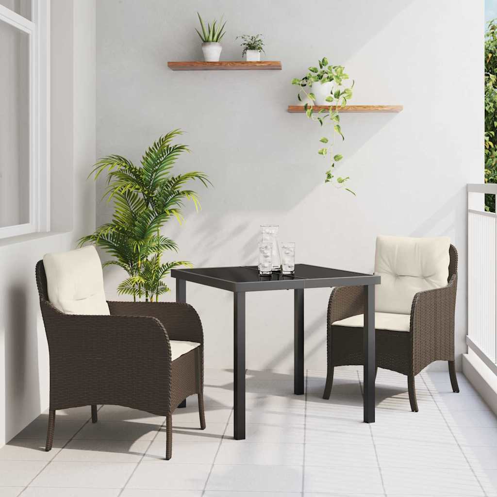 vidaXL Garten Essgruppe mit Kissen 3 pcs Schwarz Poly Rattan