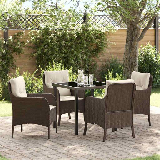 vidaXL Garten Essgruppe mit Kissen 3 pcs Schwarz Poly Rattan