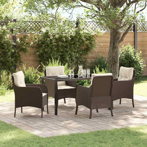 vidaXL Garten Essgruppe mit Kissen 3 pcs Schwarz Poly Rattan