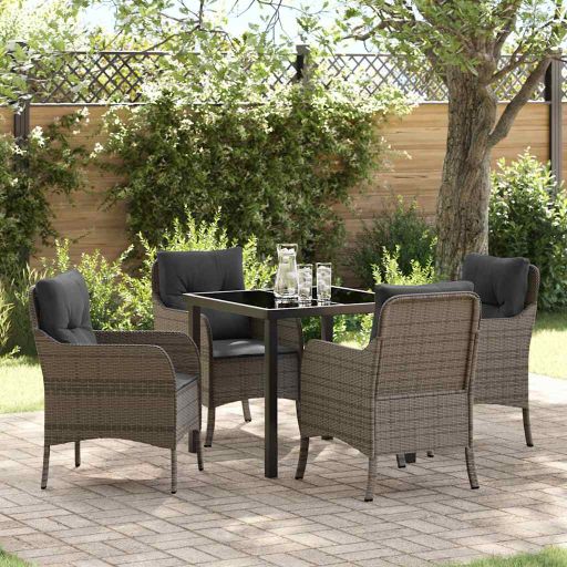 vidaXL Garten Essgruppe mit Kissen 3 pcs Schwarz Poly Rattan