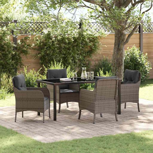 vidaXL Garten Essgruppe mit Kissen 3 pcs Schwarz Poly Rattan
