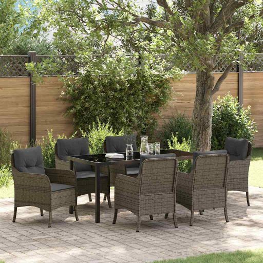 vidaXL Garten Essgruppe mit Kissen 3 pcs Schwarz Poly Rattan