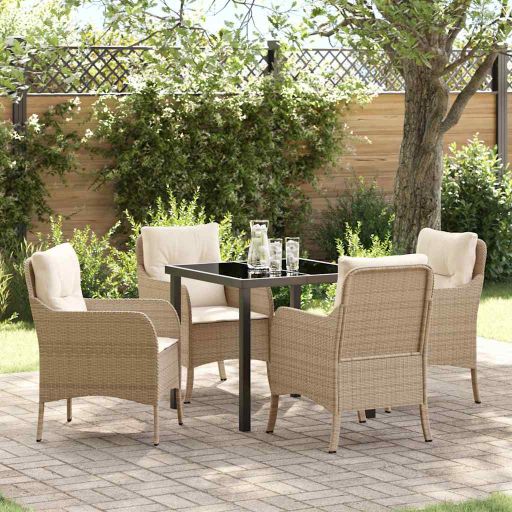 vidaXL Garten Essgruppe mit Kissen 3 pcs Schwarz Poly Rattan