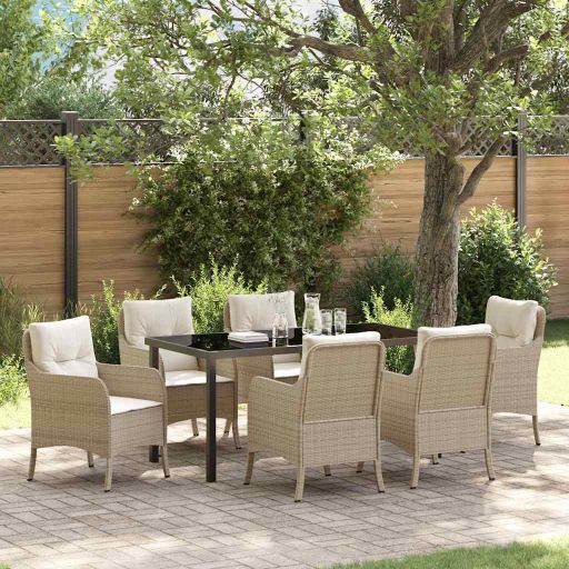 vidaXL Garten Essgruppe mit Kissen 3 pcs Schwarz Poly Rattan