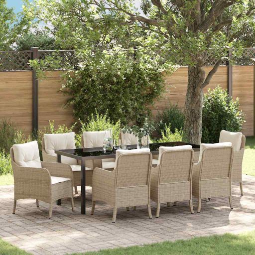 vidaXL Garten Essgruppe mit Kissen 3 pcs Schwarz Poly Rattan