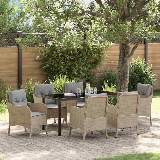 vidaXL Garten Essgruppe mit Kissen 3 pcs Schwarz Poly Rattan