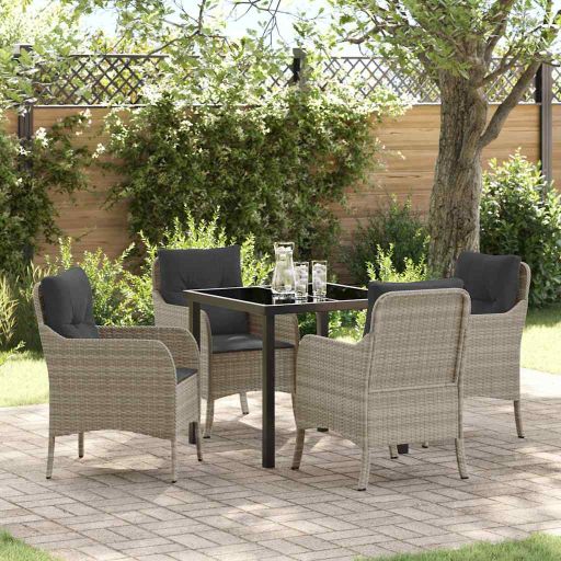 vidaXL Garten Essgruppe mit Kissen 3 pcs Schwarz Poly Rattan