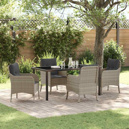 vidaXL Garten Essgruppe mit Kissen 3 pcs Schwarz Poly Rattan
