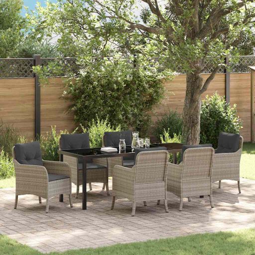 vidaXL Garten Essgruppe mit Kissen 3 pcs Schwarz Poly Rattan