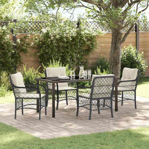 vidaXL Garten Essgruppe mit Kissen 3 pcs Schwarz Poly-Rattan