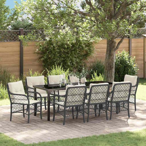 vidaXL Garten Essgruppe mit Kissen 3 pcs Schwarz Poly-Rattan