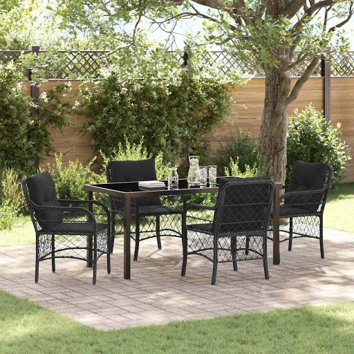 vidaXL Garten Essgruppe mit Kissen 3 pcs Schwarz Poly-Rattan