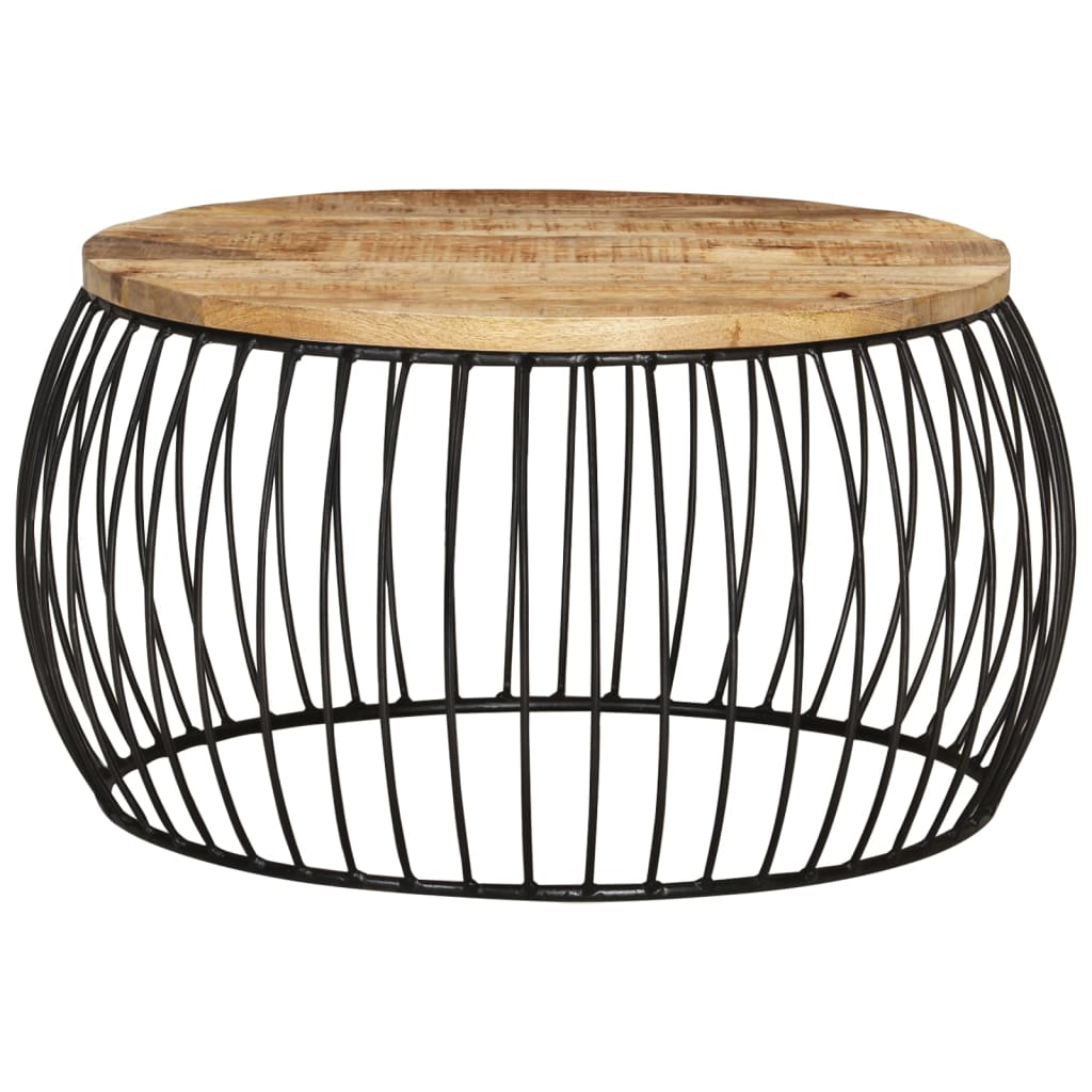 vidaXL Couchtisch Rund Altholz Massiv 68x37 cm