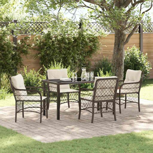 vidaXL Garten Essgruppe mit Kissen 3 pcs Schwarz Poly-Rattan