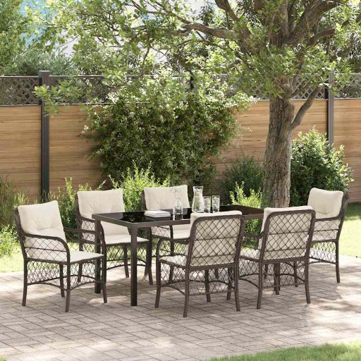 vidaXL Garten Essgruppe mit Kissen 3 pcs Schwarz Poly-Rattan