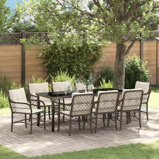 vidaXL Garten Essgruppe mit Kissen 3 pcs Schwarz Poly-Rattan