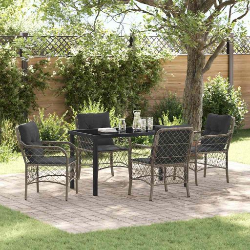 vidaXL Garten Essgruppe mit Kissen 3 pcs Schwarz Poly-Rattan