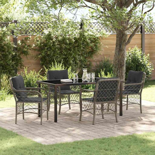 vidaXL Garten Essgruppe mit Kissen 3 pcs Schwarz Poly-Rattan