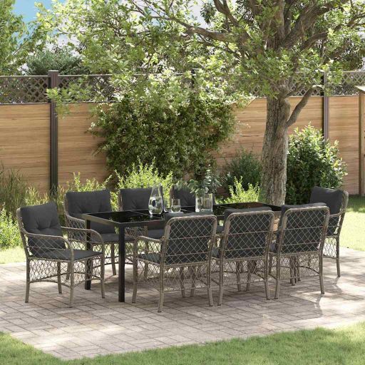 vidaXL Garten Essgruppe mit Kissen 3 pcs Schwarz Poly-Rattan