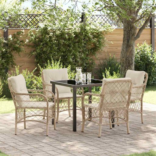 vidaXL Garten Essgruppe mit Kissen 3 pcs Schwarz Poly-Rattan