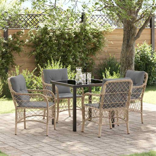 vidaXL Garten Essgruppe mit Kissen 3 pcs Schwarz Poly-Rattan
