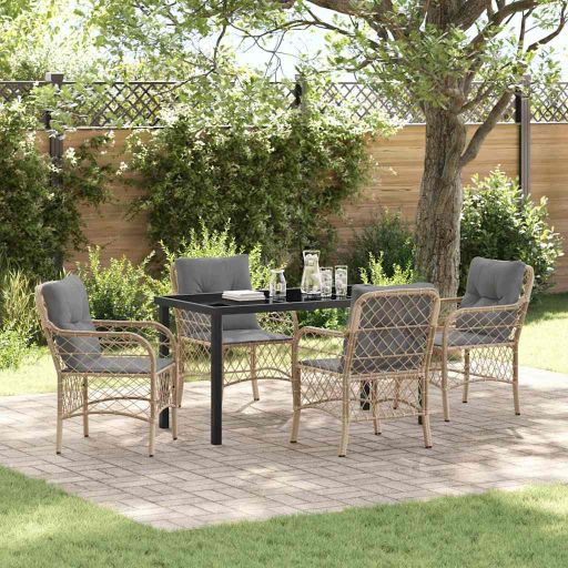 vidaXL Garten Essgruppe mit Kissen 3 pcs Schwarz Poly-Rattan