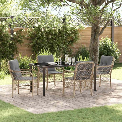vidaXL Garten Essgruppe mit Kissen 3 pcs Schwarz Poly-Rattan