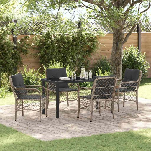 vidaXL Garten Essgruppe mit Kissen 3 pcs Schwarz Poly-Rattan
