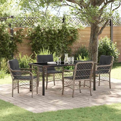 vidaXL Garten Essgruppe mit Kissen 3 pcs Schwarz Poly-Rattan